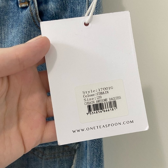 One X One Teaspoon NWT Blue Awesome Baggies Distressed StraightLeg Jeans Size 28 - Picture 6 of 9
